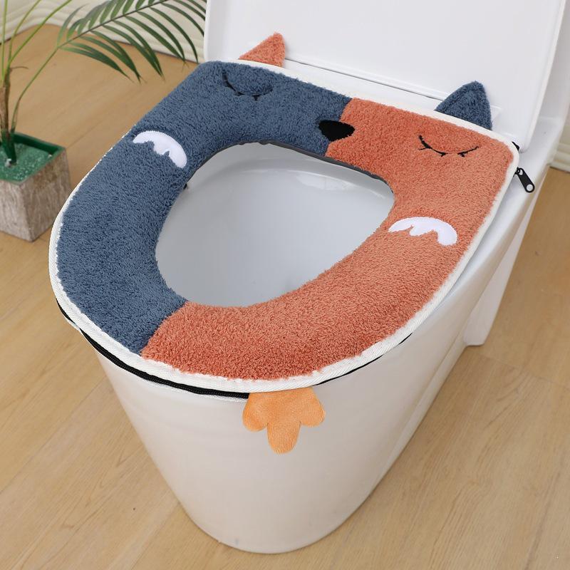 Cuscino per sedile del water universale carino in peluche con cartoni animati per tutte le stagioni
