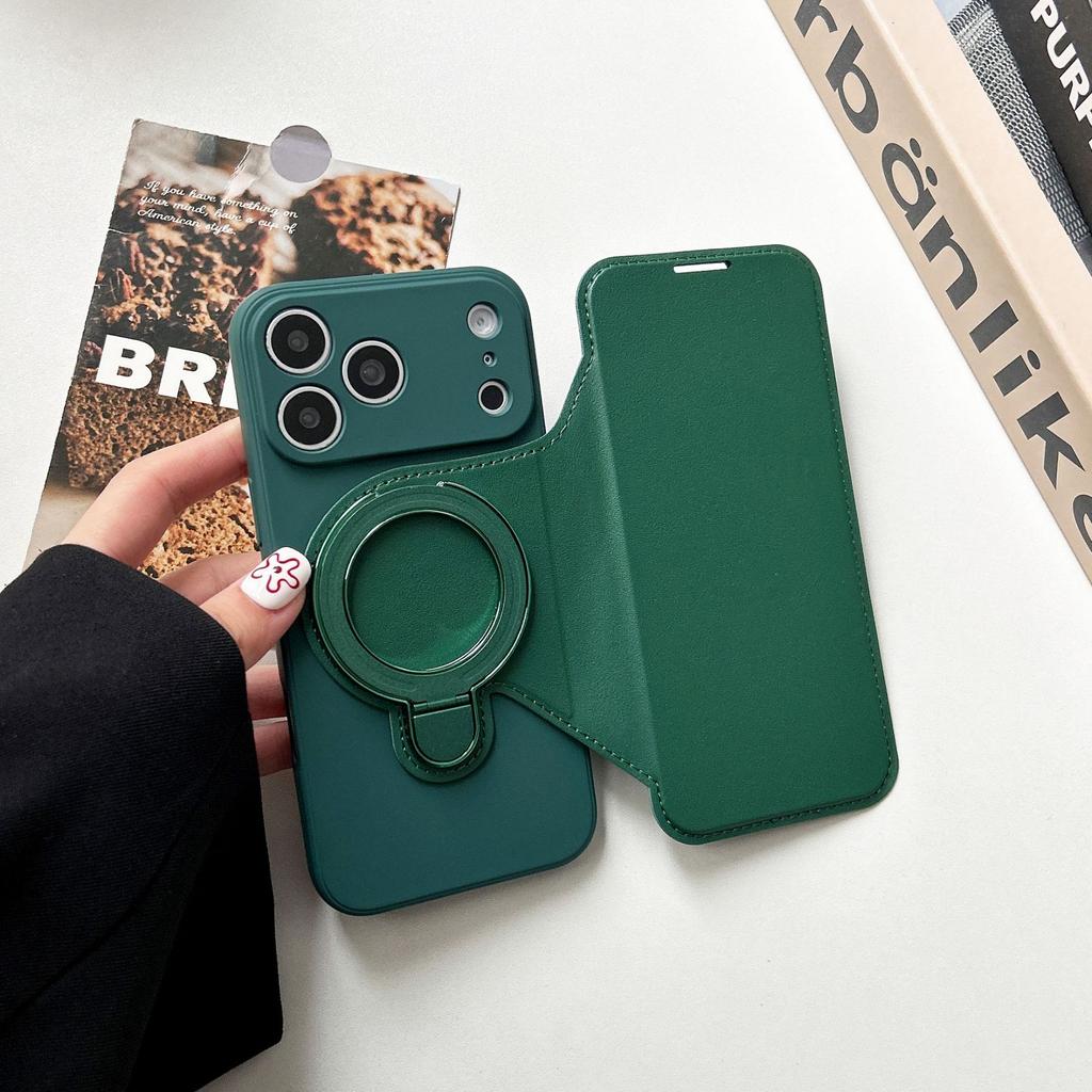 Imitation Liquid Flip Card Bag, Magnetic Suction Bracket, Mobile Phone Case, Suitable for Apple 17PRO Trend 12 Anti-drop 13 Skin Feeling 16