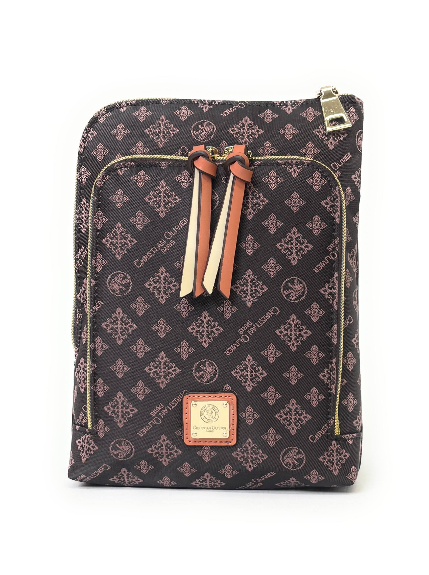 

Christian Olivier Vertical Multi-Pouch 7706, Water-Repellent Jacquard (Chocolate)