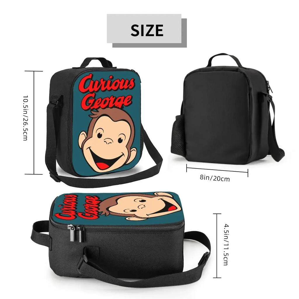Neugieriger George Manga Isolierte Lunchtaschen für Frauen Wiederverwendbare Kühltasche Thermische Lebensmittel Bento Box Outdoor Camping Reisen