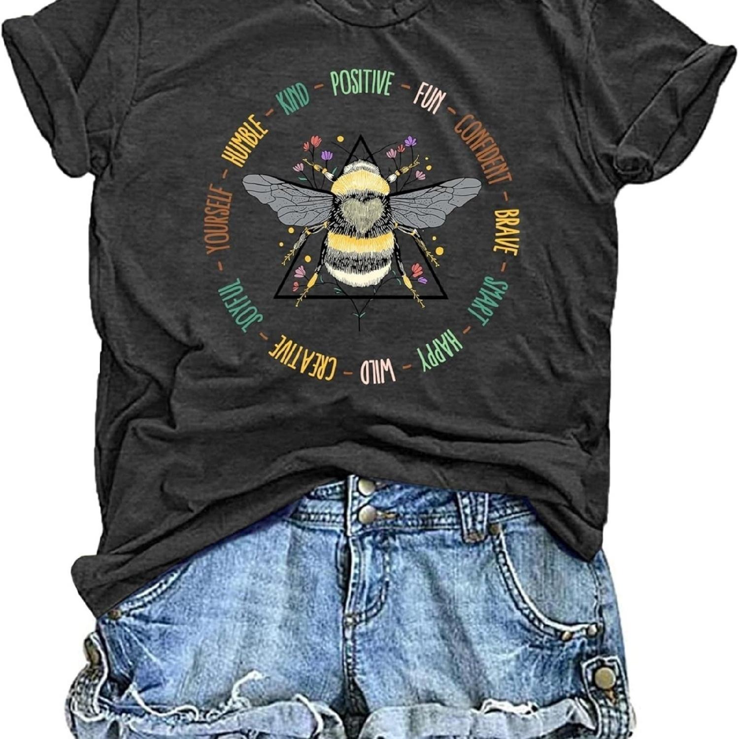 

Bee Kind Women s T-Shirt Cute Bee Graphic Shirt - Funny Inspirational Casual Tee XXXXXL різнокольоровий