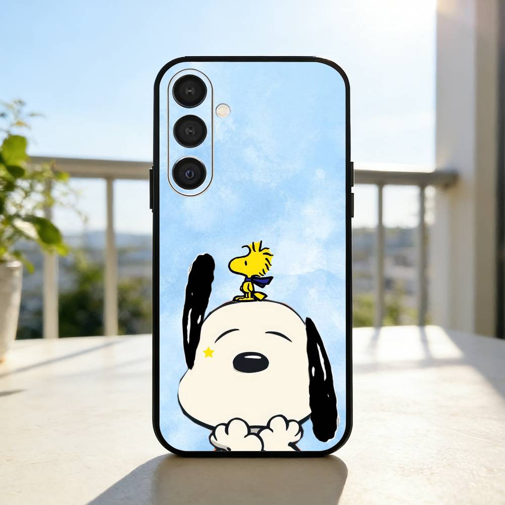 Cute S-Snoopy D-Dog Phone Case For Samsung A73,72,71,A52,51,40,41,A22,A32,31,A13, Soft Black Shell
