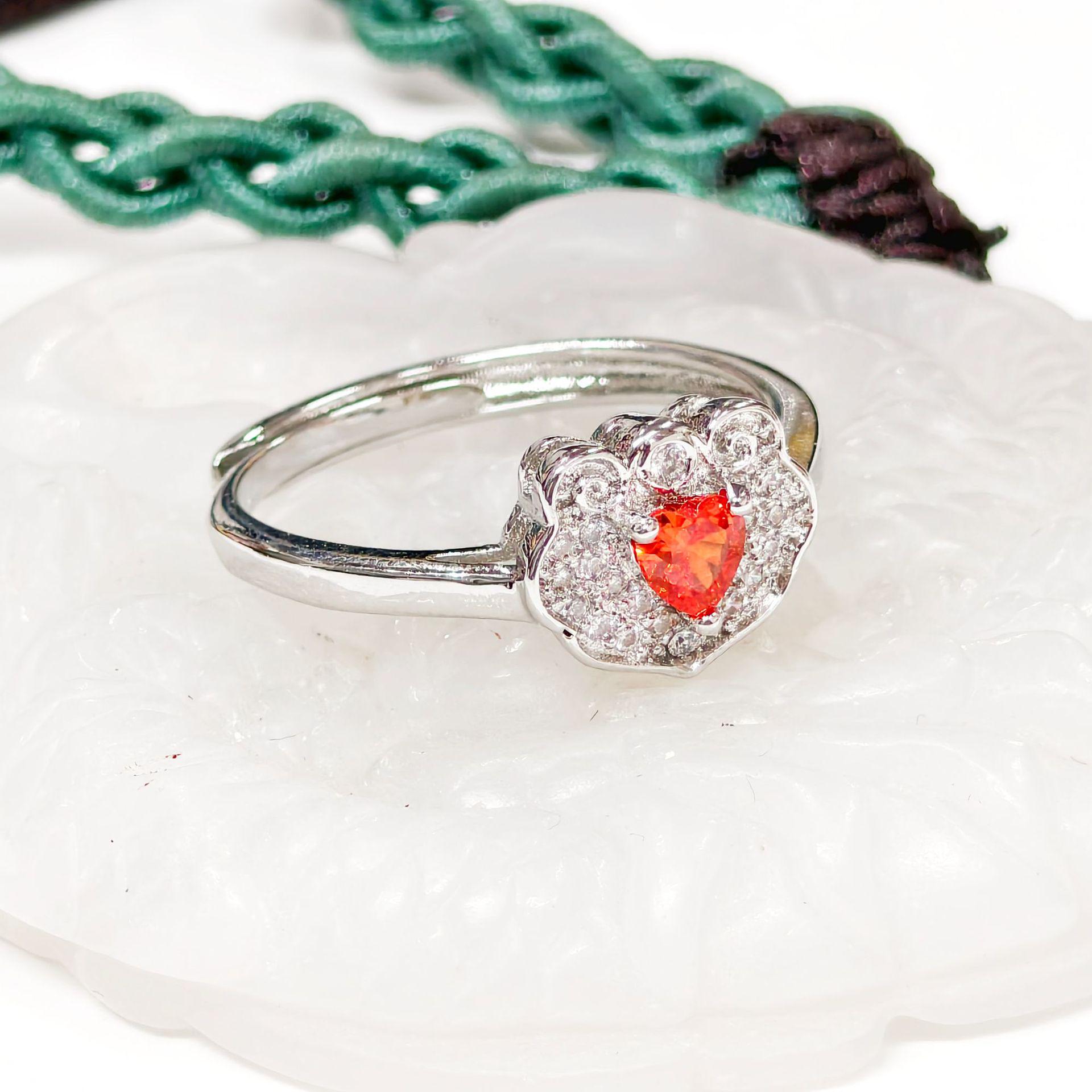 Gessen Jewelry Orange Ruyi Set: Sweet Girly Heart Zircon Ring, Earrings & Pendant Luxury.