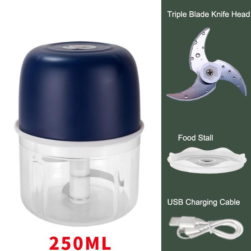 

Электрический измельчитель чеснока Перезаряжаемый кухонный комбайн Портативный мини-кухонный комбайн для чеснока, имбиря, чили, овощей синий
