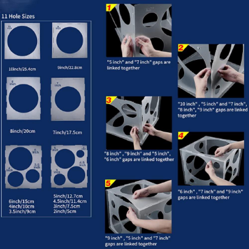 11 Holes Balloon Sizer Box Balloons Measuring Measurement Tool Square Stable Cube Wedding Party