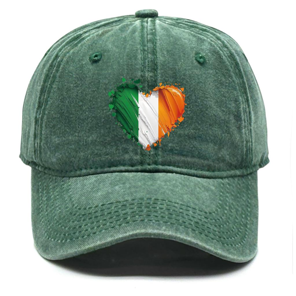 Heart Flag of Ireland Print Adjustable Hats For Woman Solid Color Fashion Snapback Baseball Caps Perfect For Daily Wear