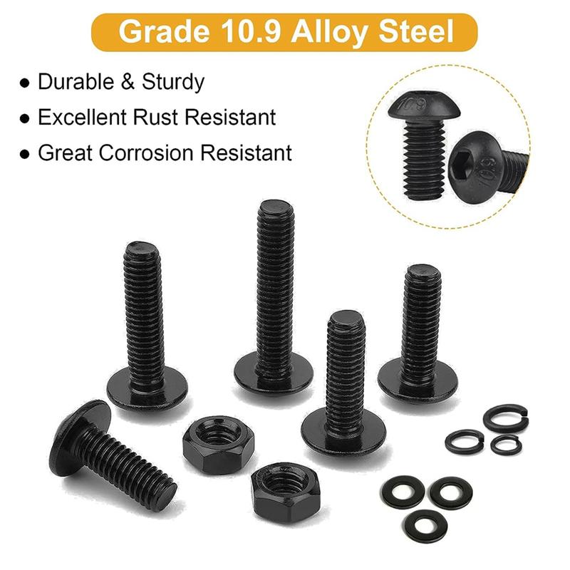 

A23I-1120 Pcs Metric Screw Assortment Metric Bolt Assortment M3/M4/M5/M6 Grade 10.9 Alloy Steel чорний