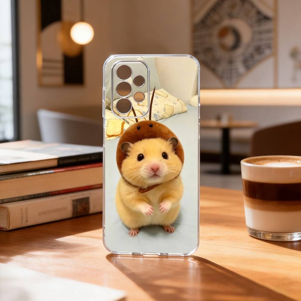 Cute Animal Fluffy Hamsters Phone Case Transparent Silicone Soft For Samsung S25,S24,S21,S22,S23,S30,Ultra,S20,Plus,Fe