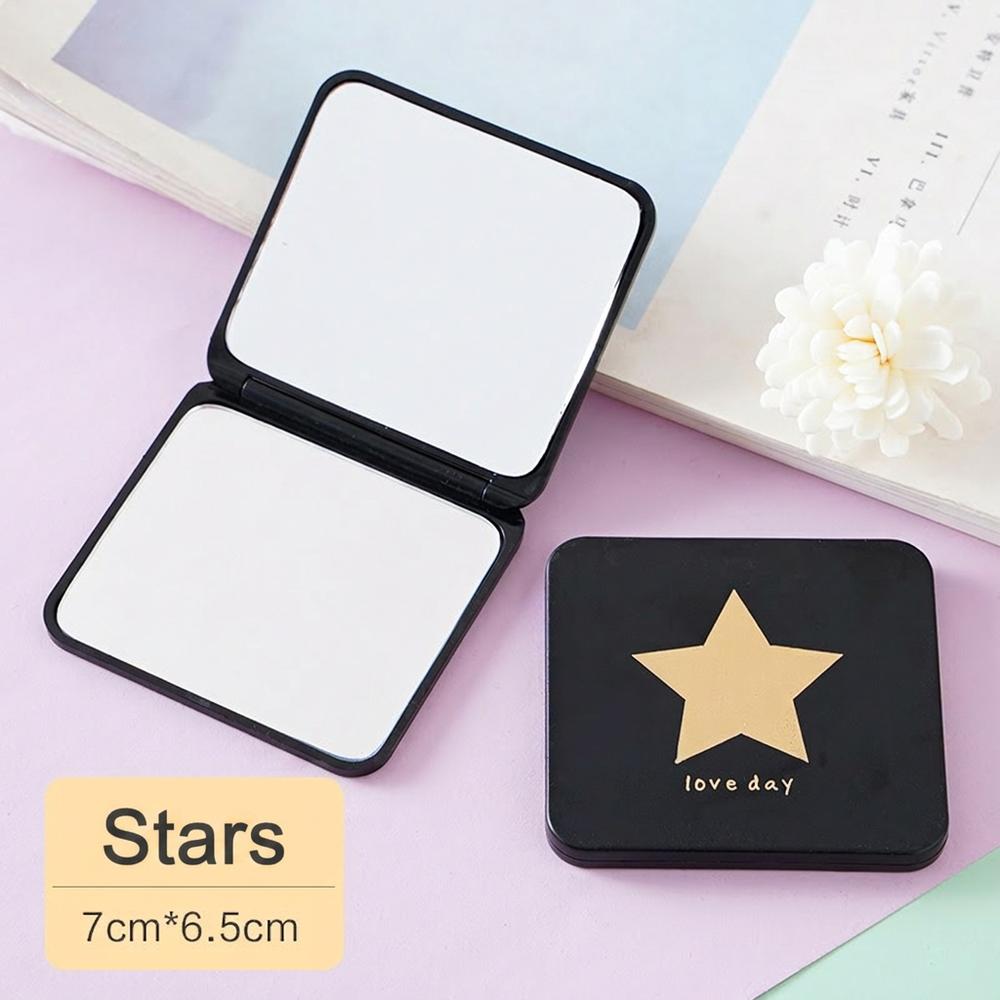 Double Sided Makeup Mirror Folding Portable Women Solid Color Mirror Pocket Rectangle Cosmetic Beauty Vanity Travel Men Shaving