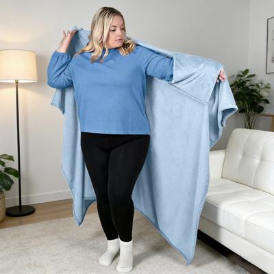 Flanell Tragbarer Deckenponcho Weiche Decke Umhang mit Armtaschen Warme Gemütliche Decke Wickel für Erwachsene Zuhause Büro Reise Komfort