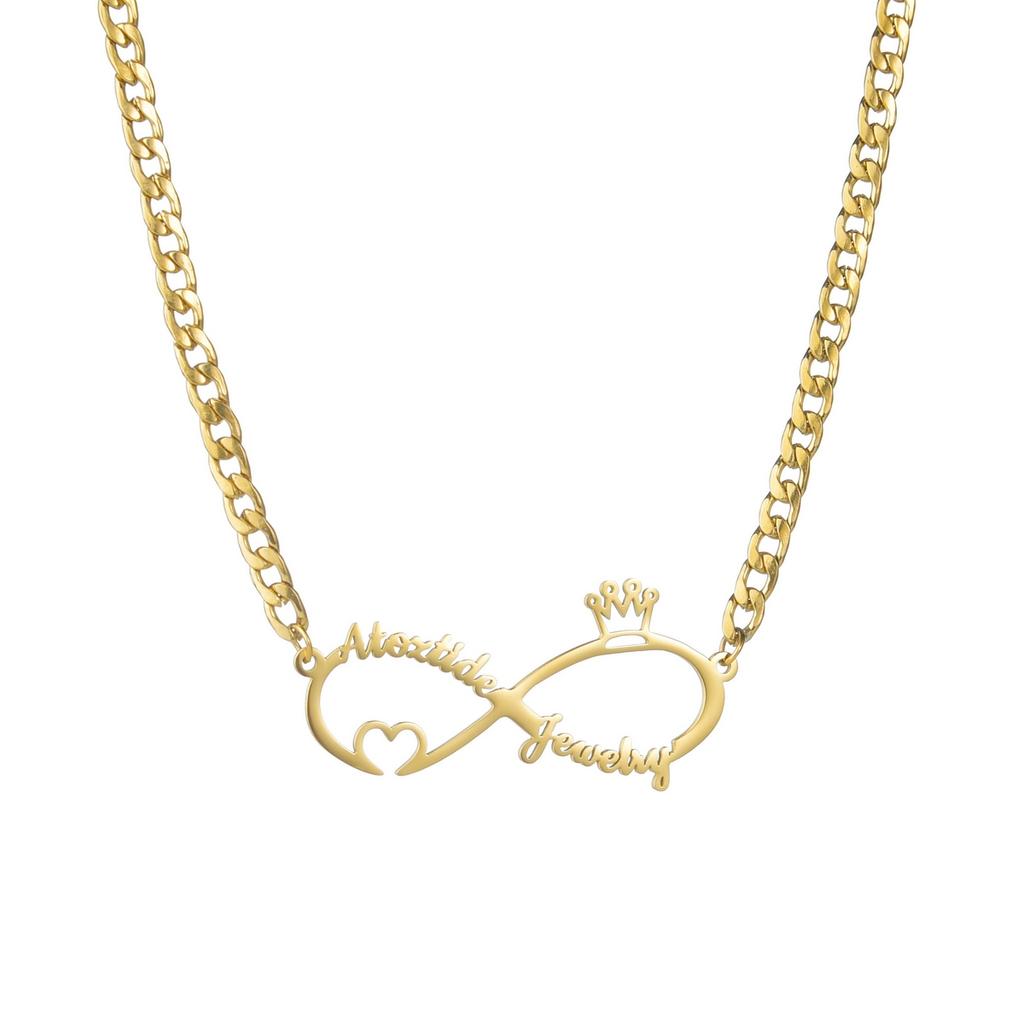 Atoztide Customize Name 8 Shape Necklace for Women Personalized Letter Summer Stainless Steel Choker Chain Jewelry Friend Gift