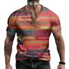 Men'S Printed T-Shirt Outdoor Retro Button Loose Short Sleeve Top