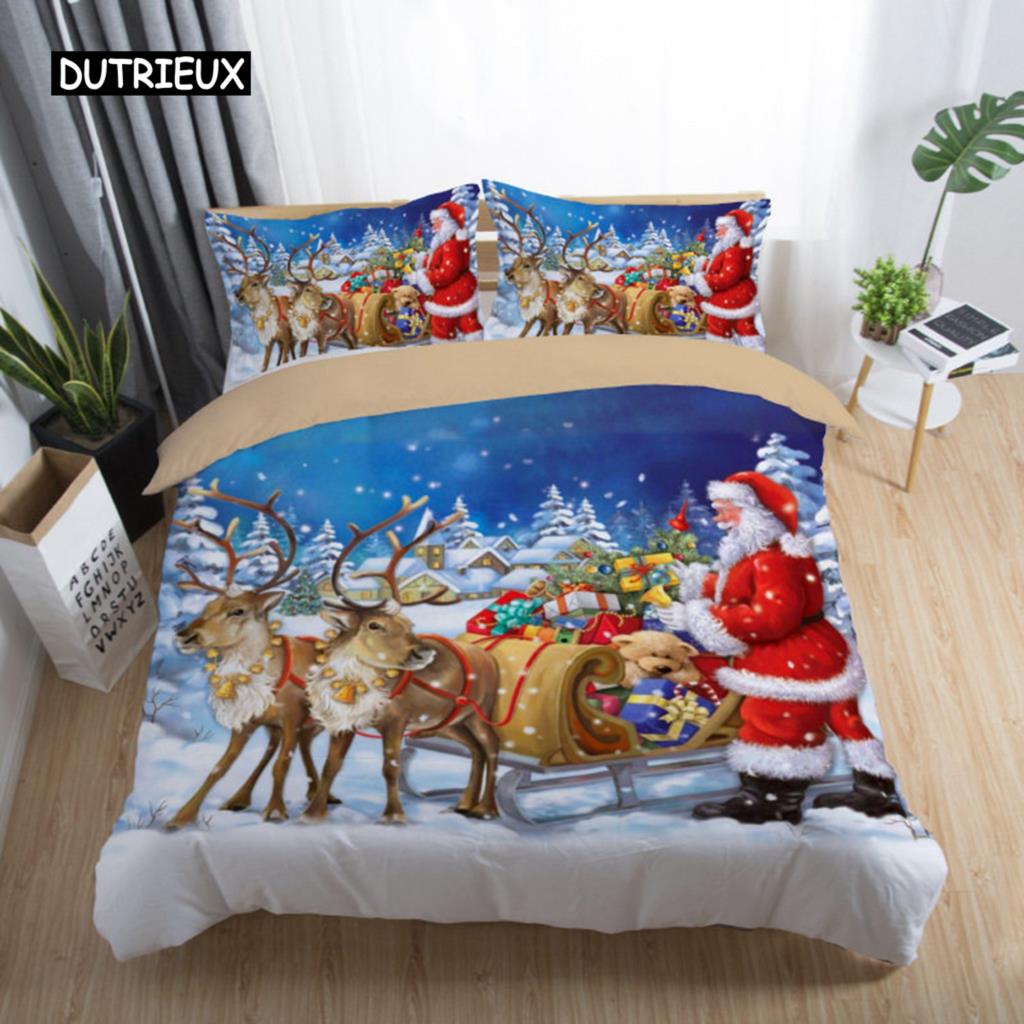 

3D-печатный комплект постельного белья Merry Christmas Queen/Twin/King Size рождественское украшение для дома постельное белье с подушкой 140x200cm 3pcs