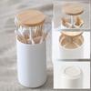 Hand Press Toothpick Dispenser Box PP+Beechwood Cotton Swabs Holder Can