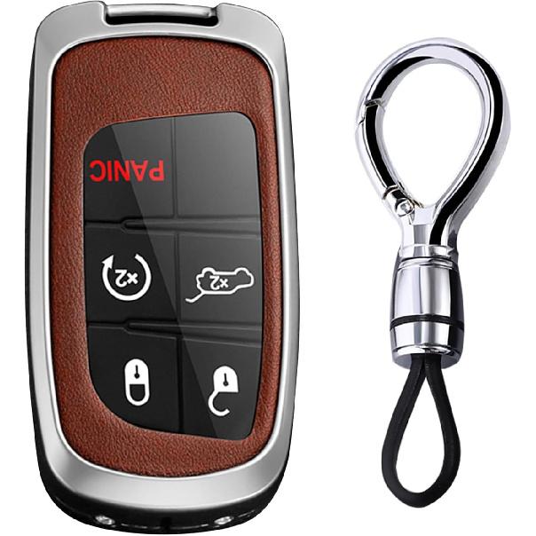 2/3/4/5 Tasten Smart Key Fob Hülle mit Schlüsselanhänger Passend für Jeep Fernbedienung Schlüssel Hülle Case Kompatibel mit Jeep Grand Cherokee für Dodge Challenger Charger