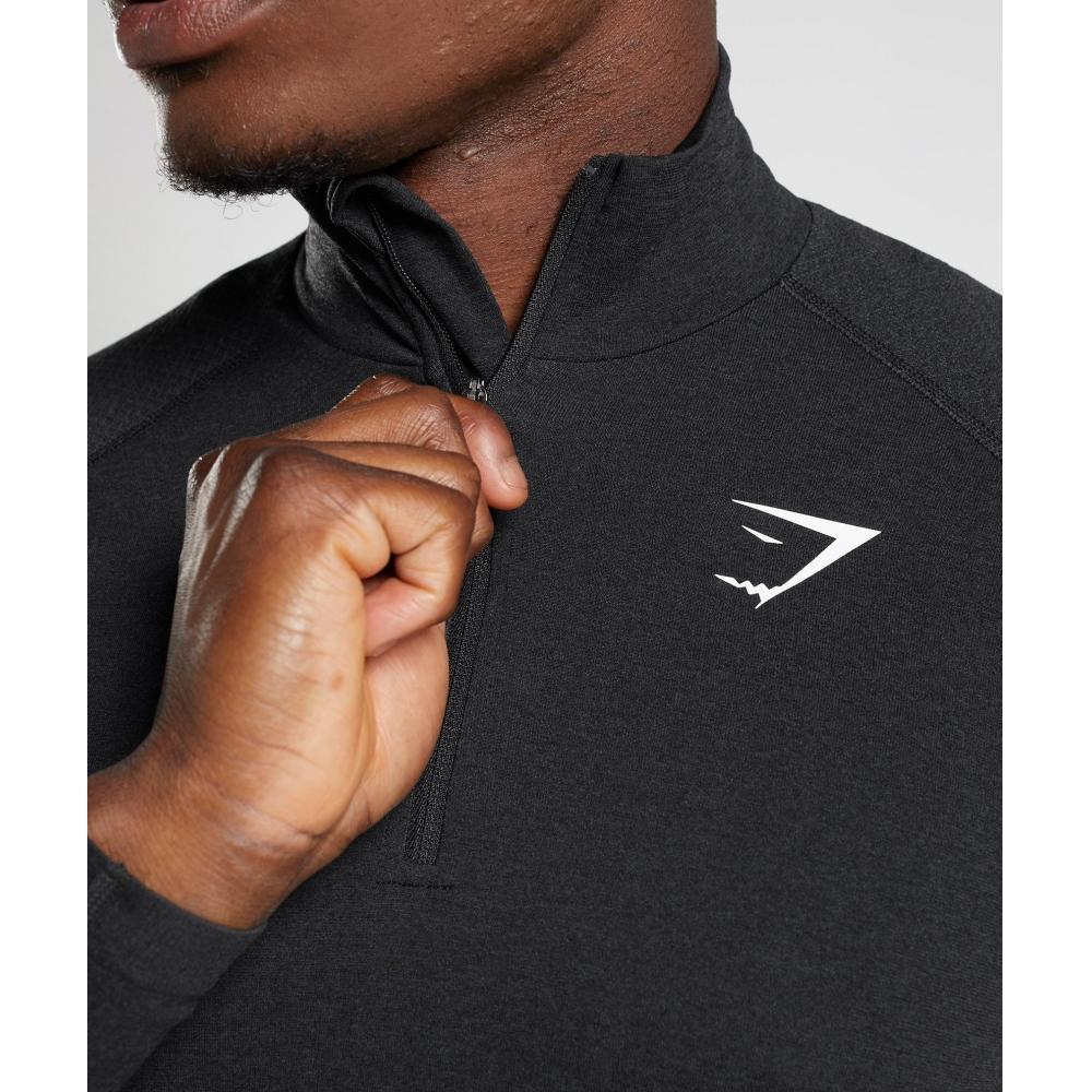 Gymshark Vital Seamless 1 4 Zip Black Silhouette Grey A3a4p Bbmw