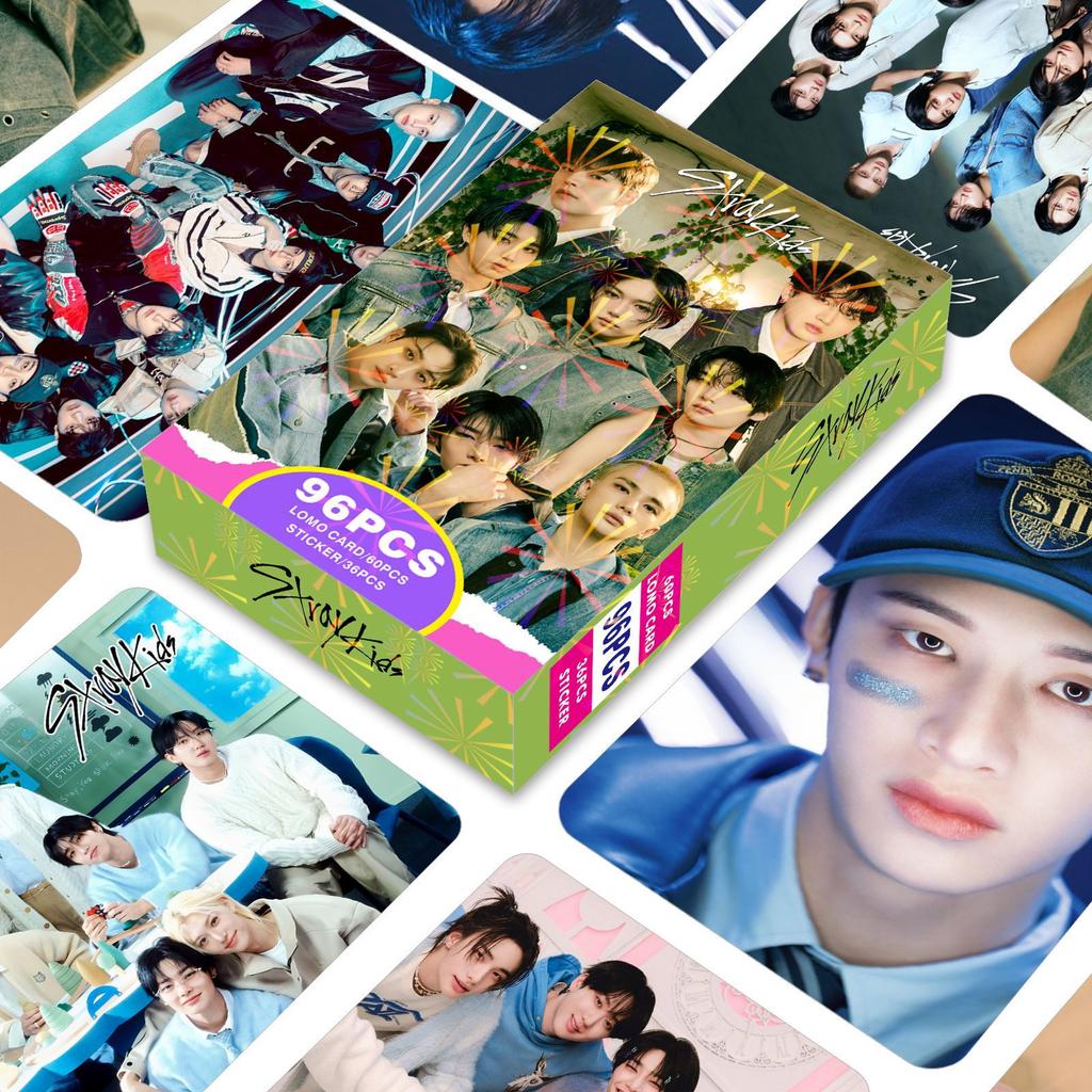 Straykids 96 Pcs Lomo Cards And Stickers Box 60 Double Sided Photocards 36 Stickers Idol Support Collectable Gift For Fans Premium Quality
