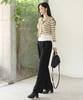 Ppaeppae Tie Sailor Collar Neck Striped Knit T-Shirt
