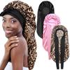 Silky Women Long Sleep Cap High Elasticity Sauna  Shower Caps Solid Color Satin Sleep Bonnet