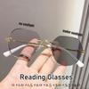 Photochromic Frameless Reading Glasses Fashion Cut Edge Reading Eyewear Anti Blue Light High-definition Far Sight Eyeglasses