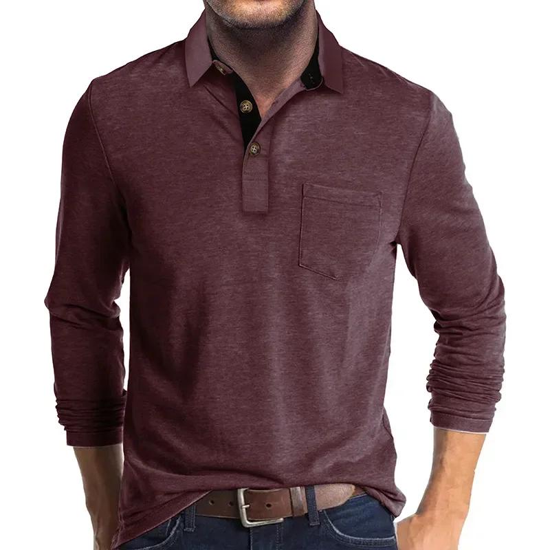 Autumn Men'S Polo Shirt Lapel Pocket T-Shirt Mens Business Casual Long Sleeve Tshirt Tees