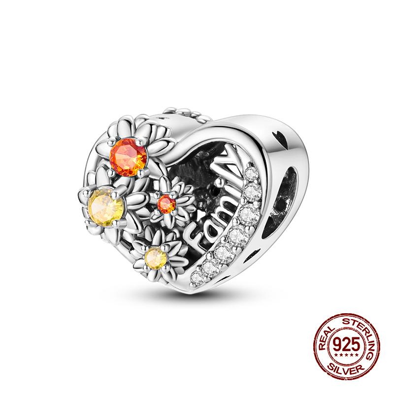 

100% Copper Bees Heart Shaped Sunflower Flower Charms Beads Fit Pandachoriginal Bracelet Diy Fine Jewelry Gift