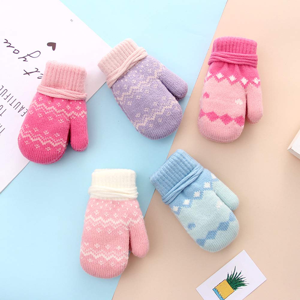 eigenn Mittens with Thick Warm for Boys and Girls Ages Perfect for Playing in the Going to and as a Baby Gift Children's Drawstring, Fleece-Lined,