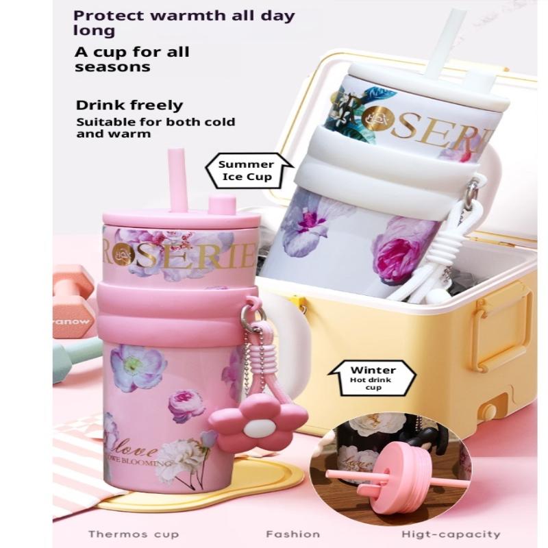 Nerezový Velký Král Hrnku Velkokapacitní Hrnky na Kávu do Auta Láhev na Čaj a Vodu Vakuová Termoska Přenosné Hrnky Hrnky se Slámkou