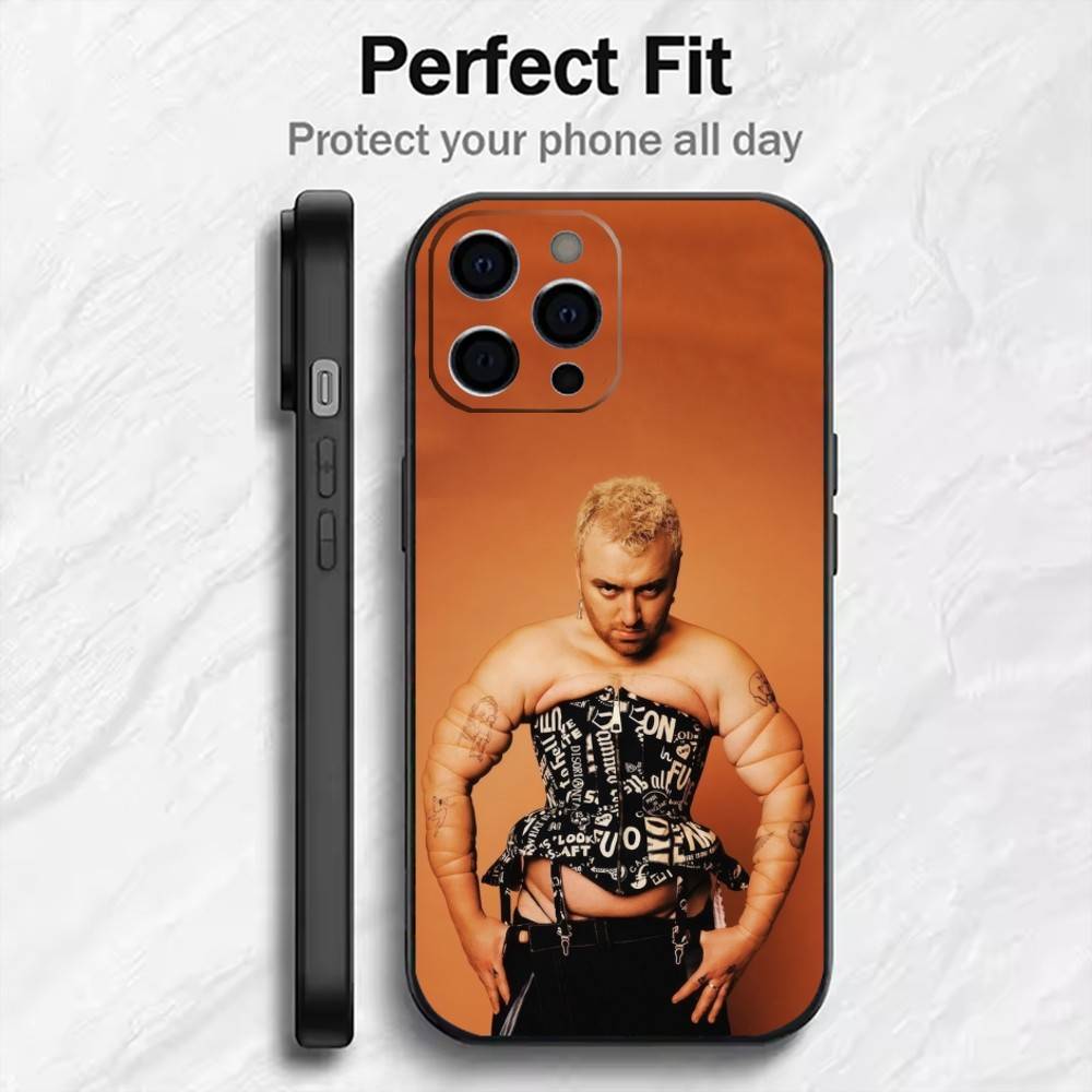 

Gay Singer S-Sam S-Smith Phone Case For iPhone17,16,15,14,13,12 Plus,Max Soft Silicone Black Cover iPhone12PROMAX