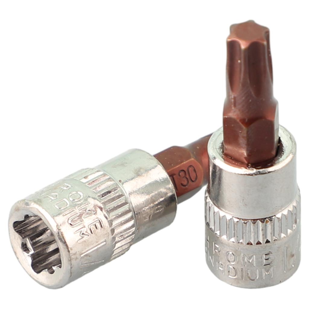 2 Stück 1/4 Zoll Sechskantschaft Torx Schraubendreher Stecknüsse Bits T8 T10 T15 T20 T25 T27 T30 T40 Reparatur Handwerkzeug Set für Haushalt