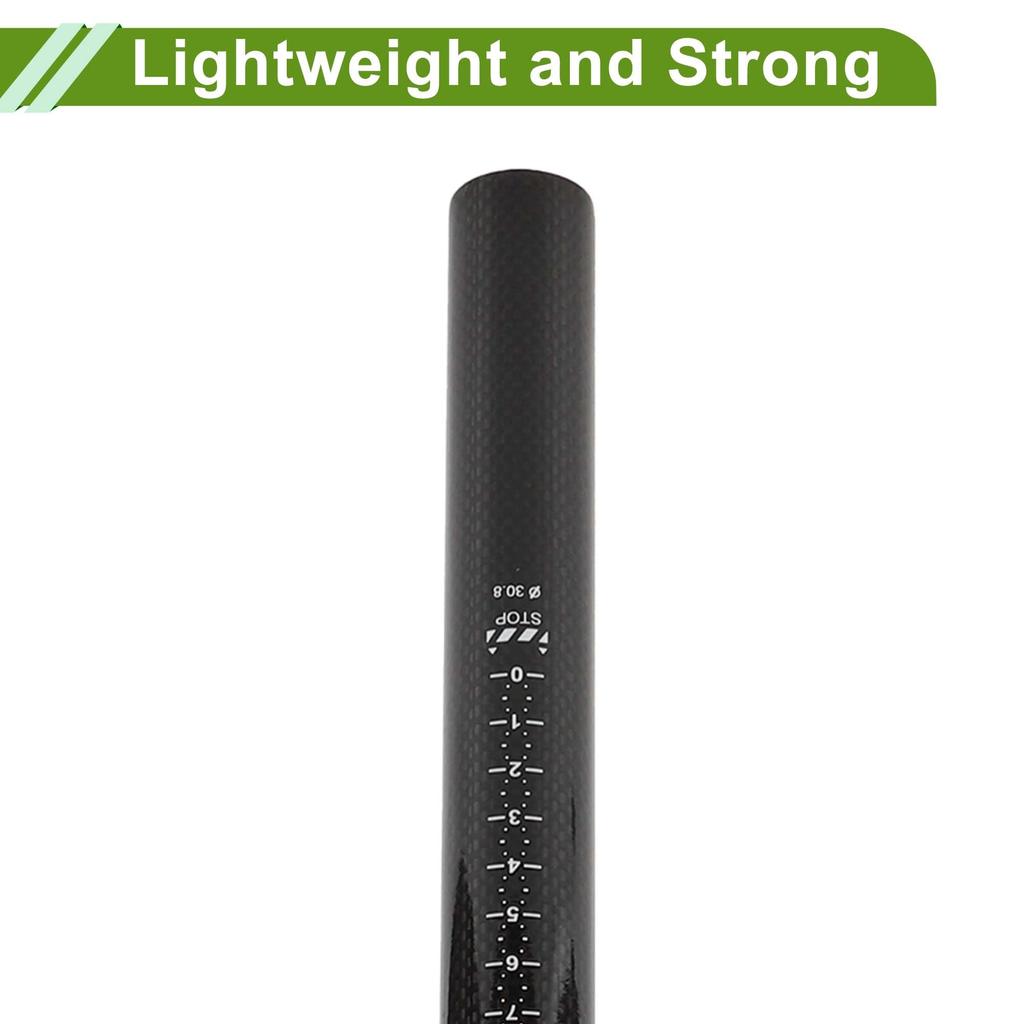 HOPESPANNER Universal 30.8x350mm Carbon Fiber Pattern Gloss Black Bicycle Seatpost Shock Absorbing Bike Saddle Post Seat Tube Carbon Fiber 1 Piece