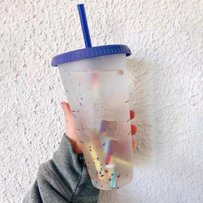 Tazza per acqua da 700 ml, ecologica, grande capacità, PP, colore cangiante, per la casa