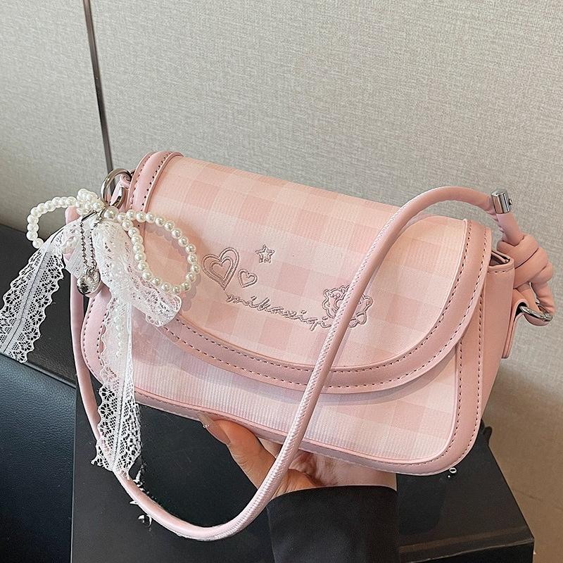 Uma Bolsa de Ombro Pequena Xadrez Elegante, Uma Bolsa Transversal Versátil Elegante para o Dia a Dia