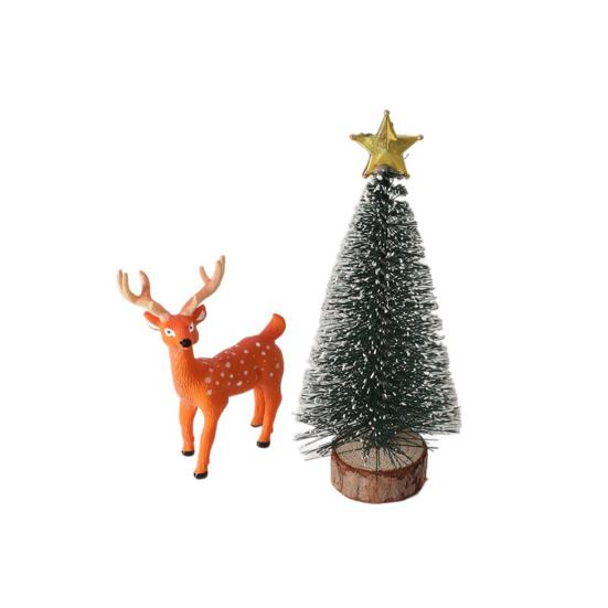 Miniature Christmas Scene Model Handmade Mini Wood Elf Door Festive Holiday Atmosphere Model Dollhouse