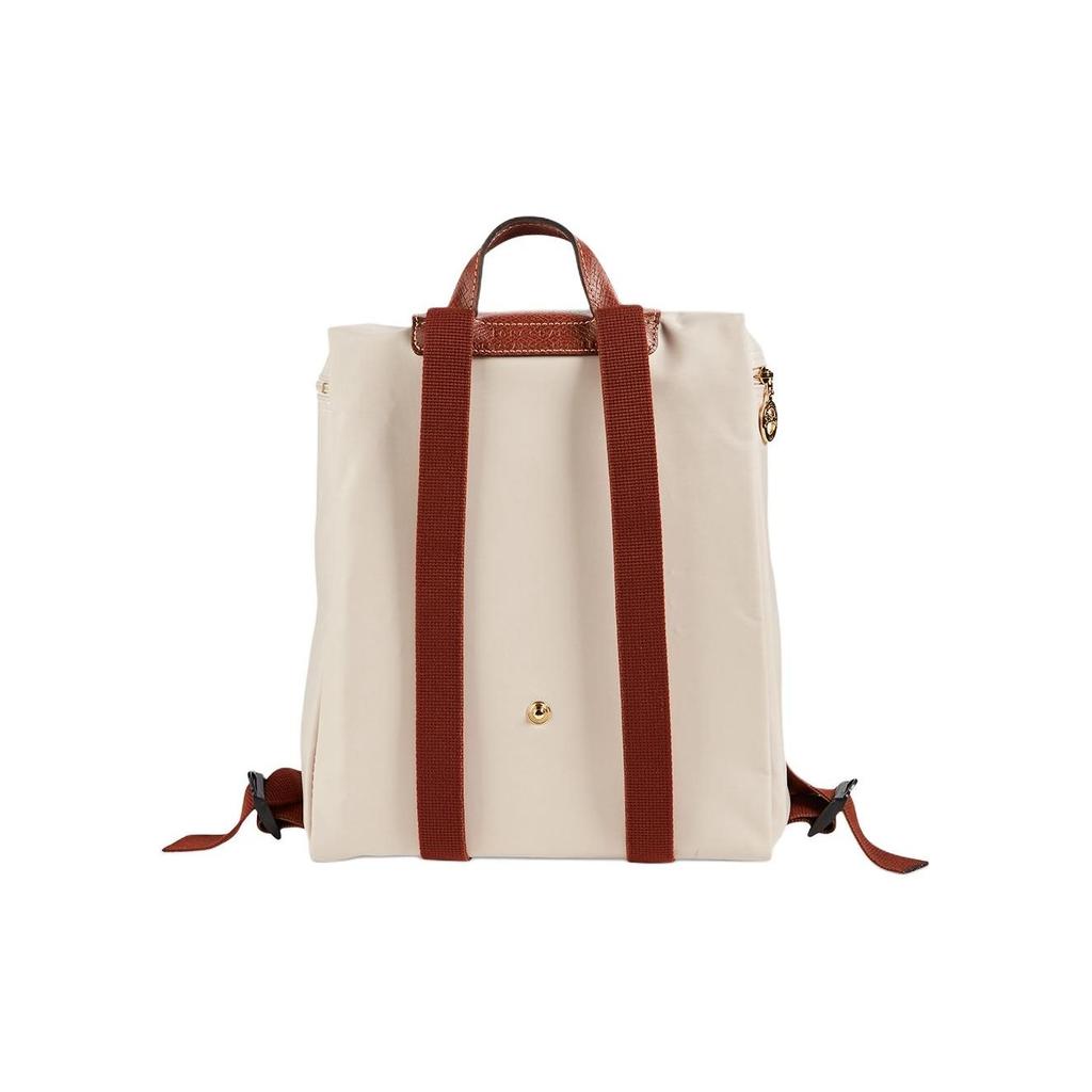 Longchamp Le Pliage Original 26 Knopf Reißverschluss Nylon Rucksack Damenrucksack Beige 1699089P71