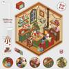 3D Cat Christmas Cabin Scenery Stickers - Miniature World PET Decompression Fun