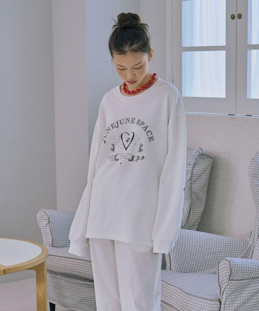 JUNEJUNE SPACE Oversized Printed Sweat Tee_White