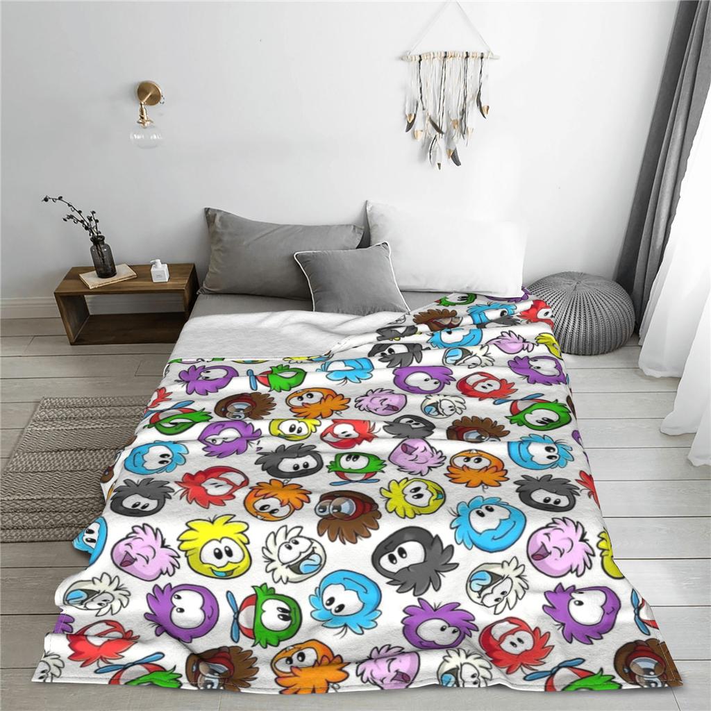 New Style Puffles Pattern  Club Penguin  Knitted Blankets Fleece  Super Warm Throw Blankets for Car Sofa Couch Bedspread