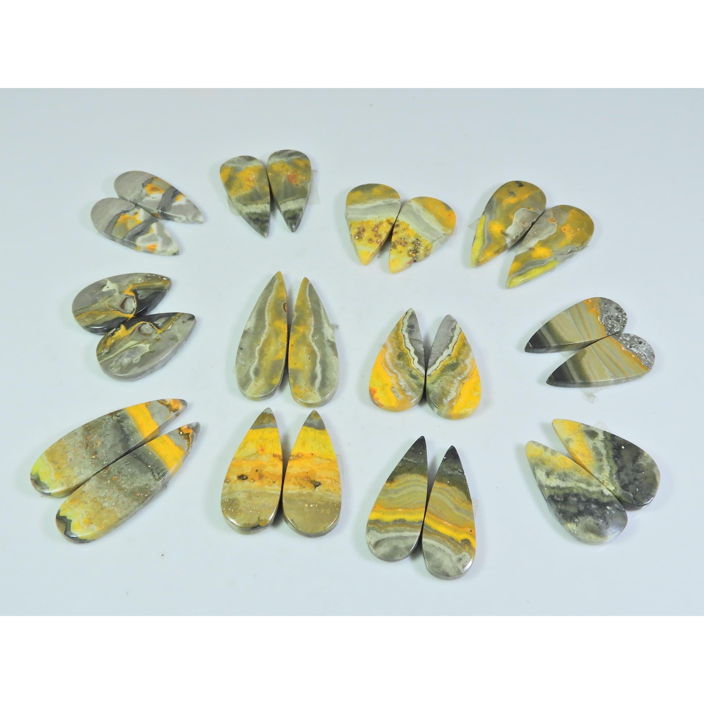 

210Cts. Натуральный парный яшма шмеля грушевидный кабошон драгоценный камень лот из 12 пар C-127