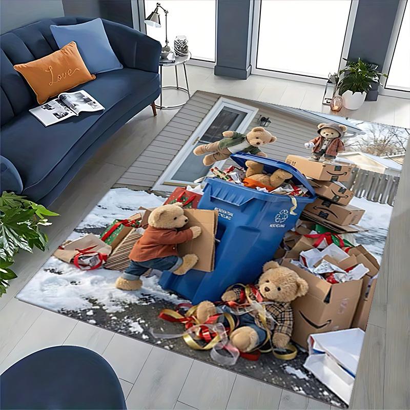 1pc Teddy Bear Christmas Gift: Anime Cartoon Design Office Chair Mat - Non-Slip Carpet for Home Decor, Living Room, Bedroom, Game Room & Dormitory.C00