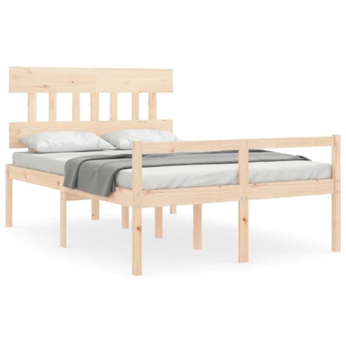 VidaXL Cadre de lit avec tête de lit 140x200 cm bois massif 3195416