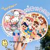 Cartoon Reflective Portable Folding Fan: Cute Mini Round Fan for Women, Students, and Children with Storage Bag