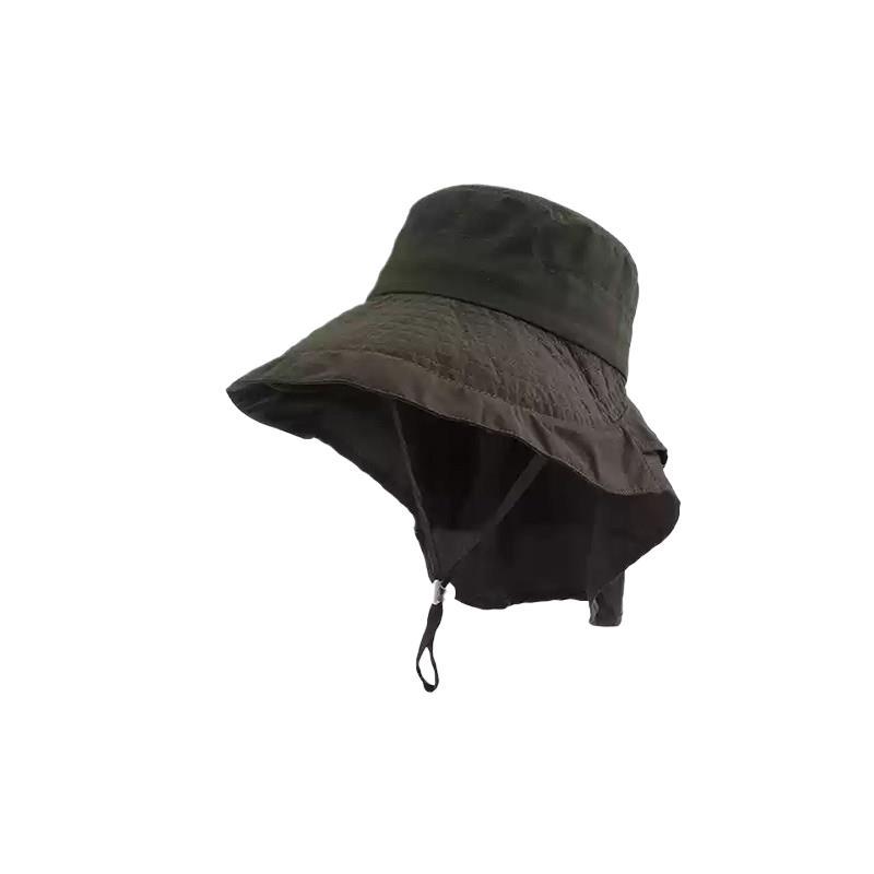 

1pc Wide Brim Sun Hats for Women Anti-UV Neck Protection Outdoor Fisherman Visors Cap Fold Summer Multi-functional Beach Hats One Size армія зелений колір