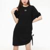 Puma Logo Embroidered Drawstring Casual Sport Moisture-Wicking Round Neck Short Sleeve Dress Women Dress Black 532632-01