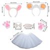 Sheep Costume Set Sheep Ears Headband Plush Tail Bowtie Sheep Hair Hoop Set Mesh Skirt for Halloween Costume Cosplay