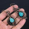Tibetan Turquoise Earrings Gemstone Jewelry, 999 Copper Wire Wrapped Silver Handmade Earrings, Latest Design Jewelry