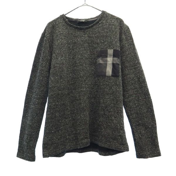 

BLACK LABEL CRESTBRIDGE check Long sleeve knit M gray crew neck sweater Men s Used