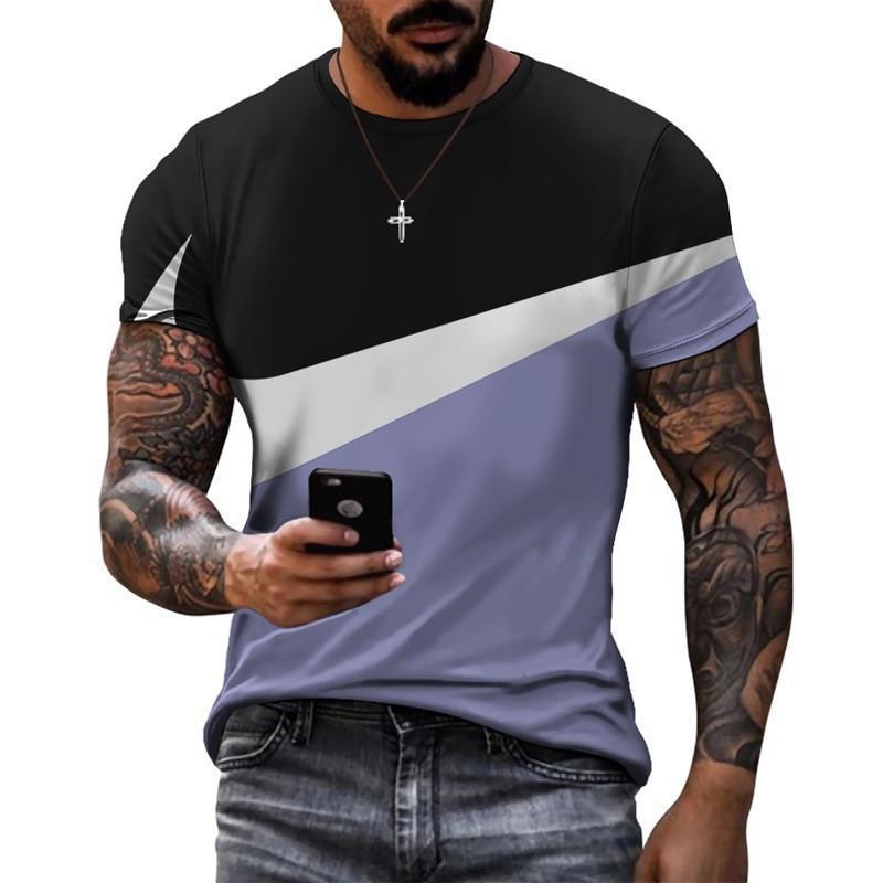 Fashionable men's round neck casual sports short sleeved shirt