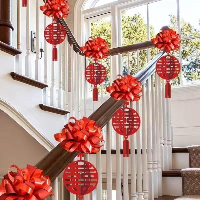 Wedding Stair Railing Decoration Package with Balloons and Flowers: Complete Set for Wedding Room Arrangement