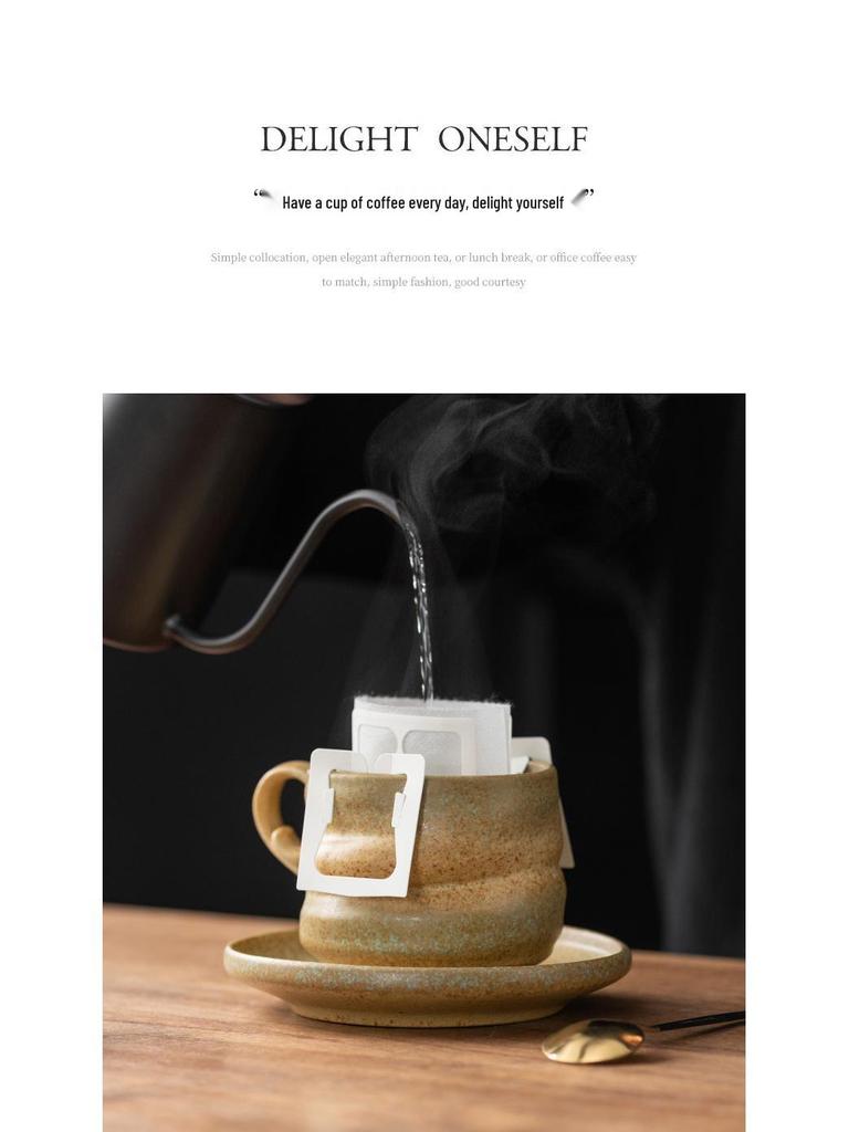 Retro Ceramic Coffee Cup & Saucer Set with Kiln-Change Design for Afternoon Tea